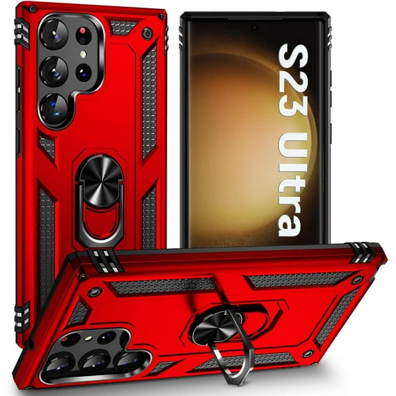 23 Ultra Case:ZOEII for Samsung 23 Ultra Case for Galaxy S23 Ultra, 6.8inch,with Kickstand,Military Grade Drop Tested,S23 Ultra Case Red