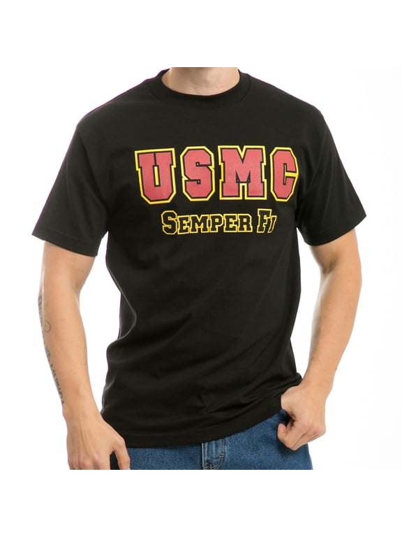S25-USM-BLK-05 Classic Military T-Shirt, USMC, Black, 2X