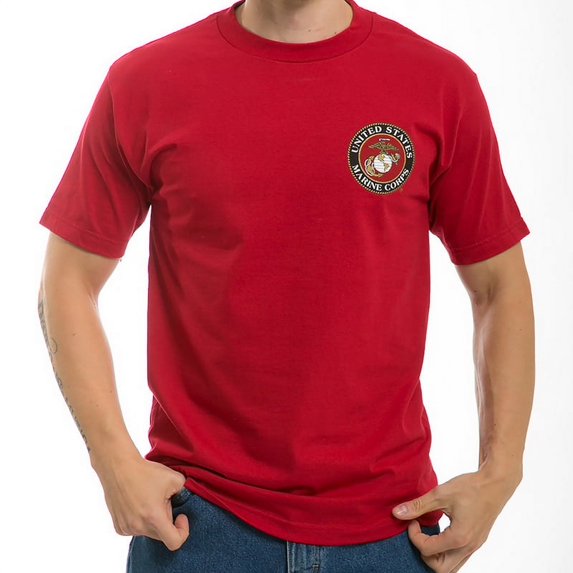 S26-MCE-CAR-05 Basic Military T-Shirt, Marine Emb, Cardinal, 2X