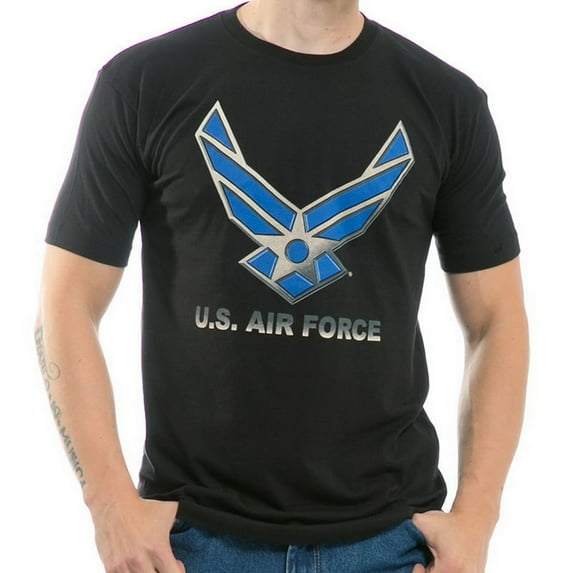 S27-AF2-BLK-04 30 Single Tee Us Air Force 2, Black, Extra Large