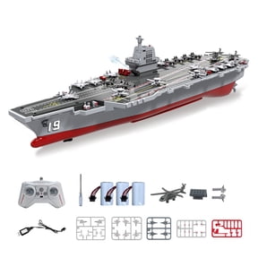 S27 Large Scale RC Aircraft Carrier Boat, 2.4GHz Remote Control Boot with Water Spray Cannon & Dual Motors for Enthusiasts