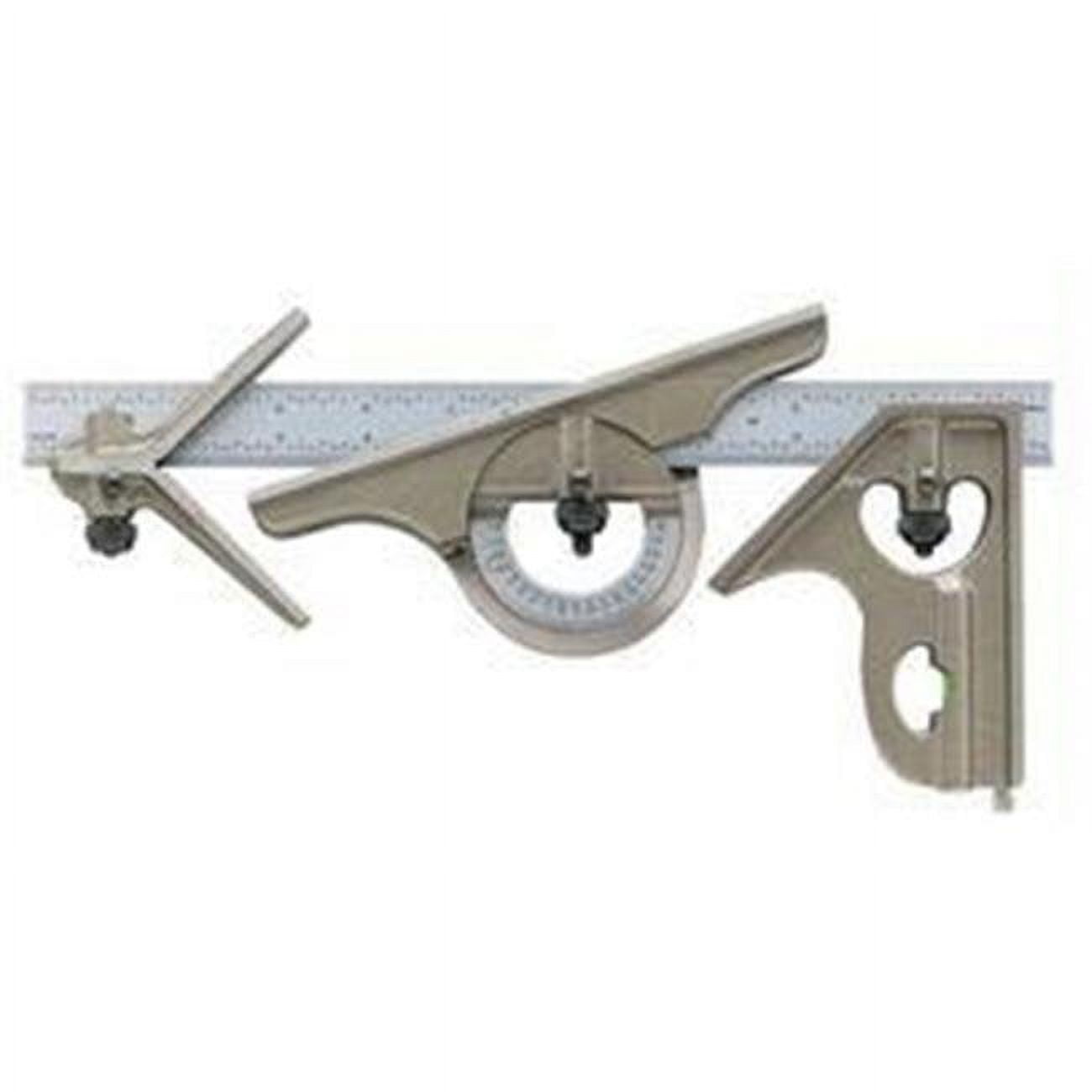 S281-4r - Combination Set With Hardened Square And Center Heads, Reversible Protractor And Patented Locating Device