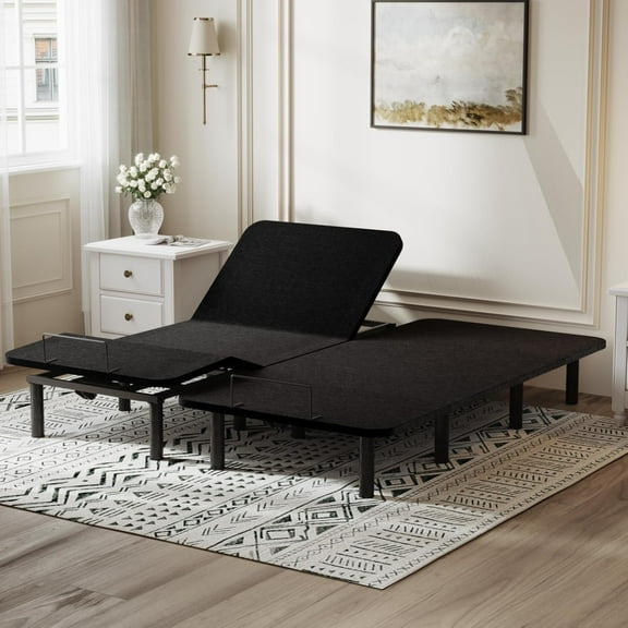 S2E Adjustable Bed Frame Base Split King with Remote Control, -Quiet Motor, and Oxford Fabric Bedspread