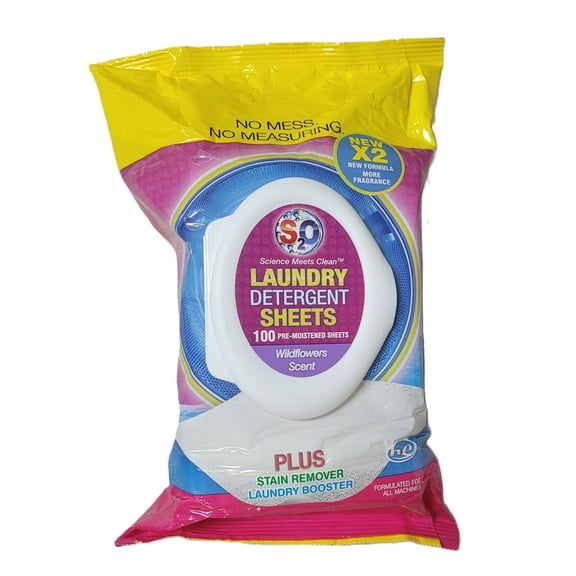 S2O Science Meets Clean 100CT Laundry Detergent Sheet Pouch Wildflowers Scent