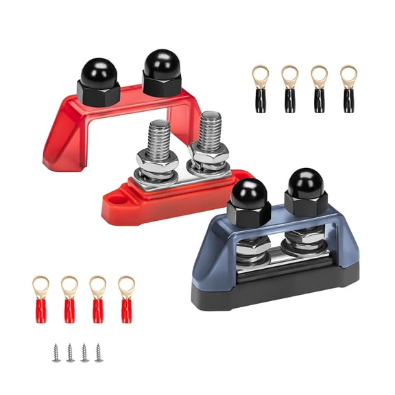S2P-38 Bus Bar 250A Power Distribution Block Busbar Dual 3/8 Studs Terminal for Boat Automotive Solar System