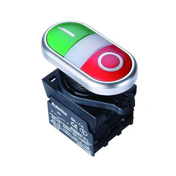 S2TR-P1WAB Autonics Double Push Buttons 22/25, WHTIE, 1Normal Open, 1Normal Close,Non-Illuminated, Auto Spring Return, 110VAC/10A, 220VAC/5A