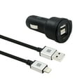 thumbnail image 1 of Dual USB Car Charger; 4.8A Output; Cigarette Lighter Voltage Meter Compatible with Apple iPhone; iPad; Samsung Galaxy; LG; Google Nexus; USB Charging Devices; and MFI Lightning Cable; Silver, 1 of 5