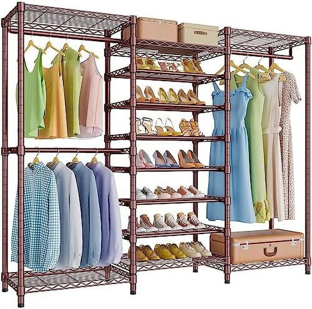 S3 Free Standing Heavy Duty Garment Rack 6Tier Shoe Rack Closet