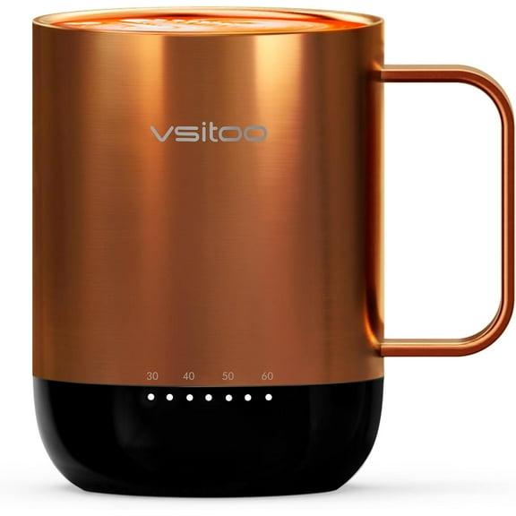 S3 Pro 14oz Smart Self Heating Coffee Mug, Heated Coffee Mug with Auto-Sensing AI Heats Drinks to 120-150F Hands-Free.Perfect for Home/Office,Ideal Gift for Men/WomenCopper