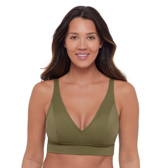 Women's S3 Sculpting Banded Plunge V-Neck Bralette Swimsuit Top - Eucalyptus