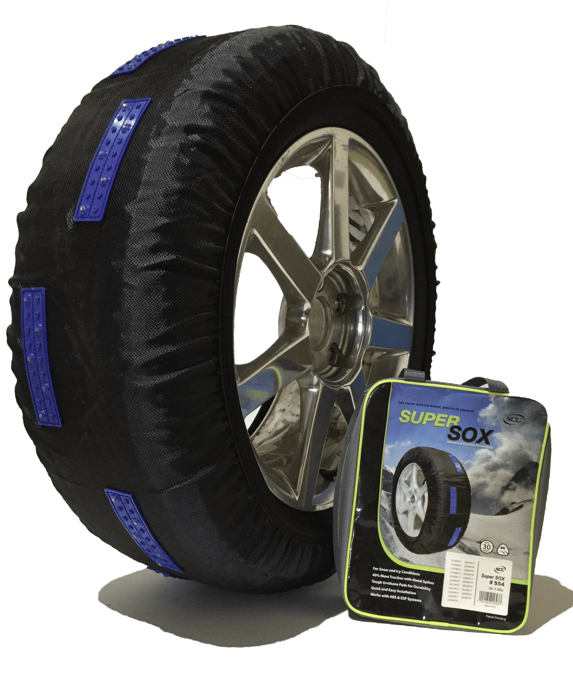 S30 SuperSox Tire Traction with Reinforced Studded Urethane Pads by SCC/Peerless Chain - Set of 2