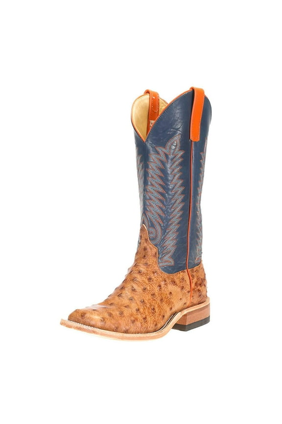 S3016 Men`s Anderson Bean Brandy Bruchiato FQ Ostrich 13` Navy Calf Top Square Toe