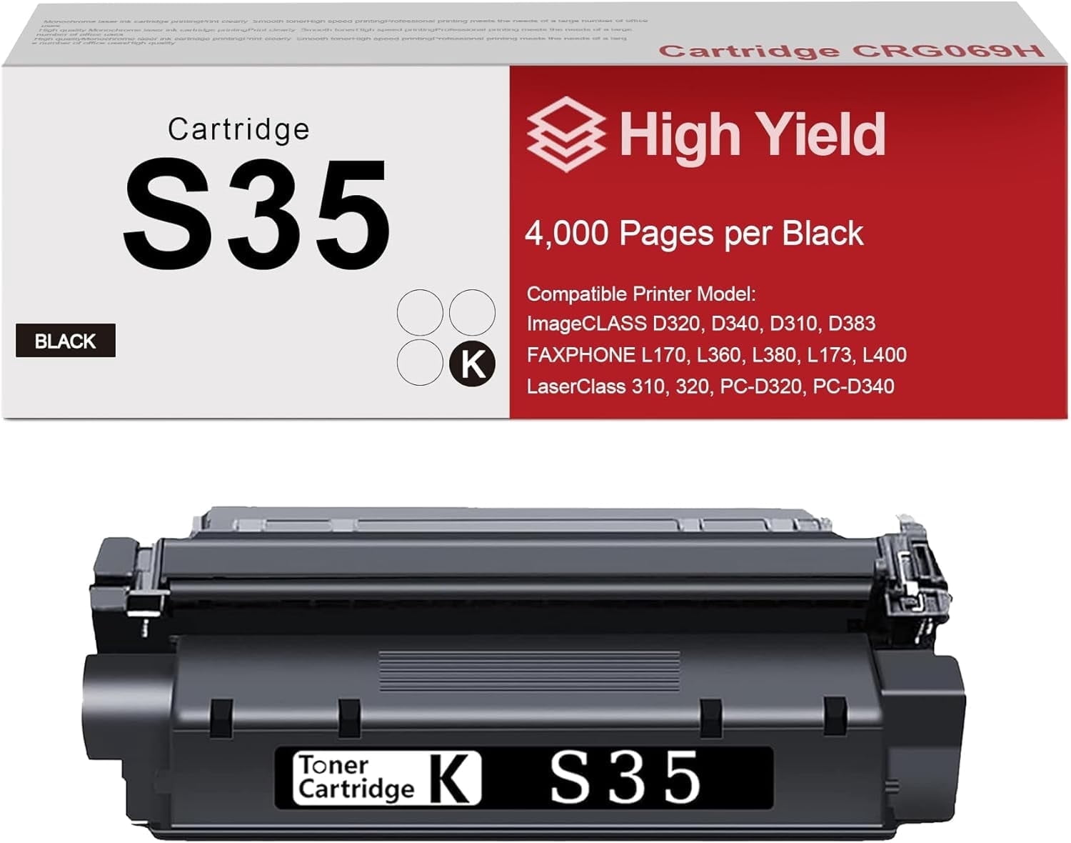S35 Toner Cartridge High Yield Black (4,000 Pages) 1-Pack S35 Black Toner Cartridge Replacement for Canon S35 Ink imageCLASS D320 D340 D310 D383 Printer
