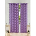 thumbnail image 1 of (S38)  Plum/White 2pc Printed Sheer Grommet Window Treatment Set, Two (2) Geometric Pattern Panels 55"W x 95"L (Each), 1 of 2