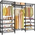 S3i Heavy Duty Garment Rack with Adjustable Shoe Rack Wire Large