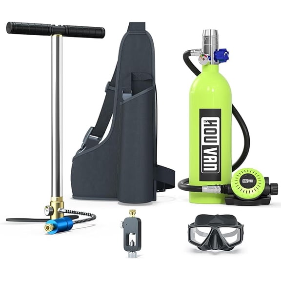 S400 Mini Scuba Tank 1.0L Scuba Tank Portable Diving Tank with On-Off Valve Reusable Underwater Breathing Pony Bottle for Underwater Exploration Emergency/Recreation