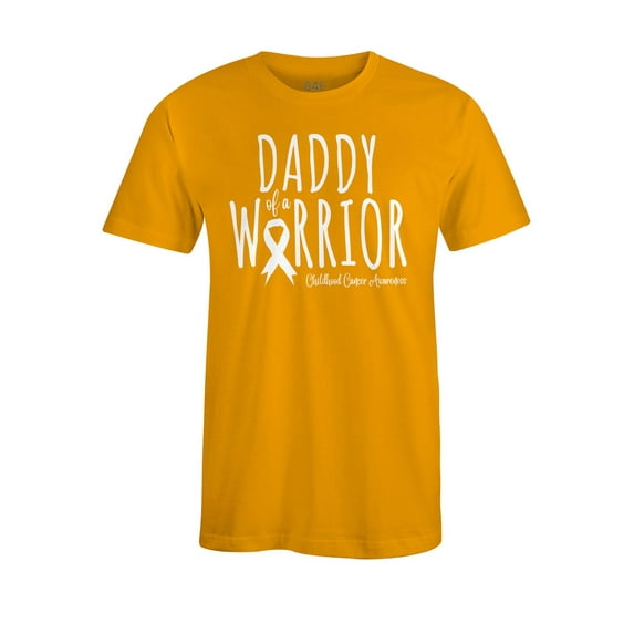 S4E Men's Daddy Of A Warrior Childhood Cancer Awareness T-Shirt X-Large Gold