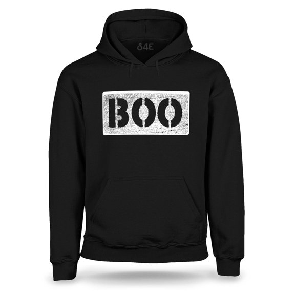 S4E Men's Distressed Boo Halloween Hoodie Sweatshirts Large Black