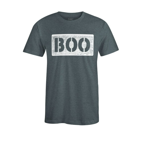 S4E Men's Distressed Boo Halloween T-Shirt Small Dark Heather