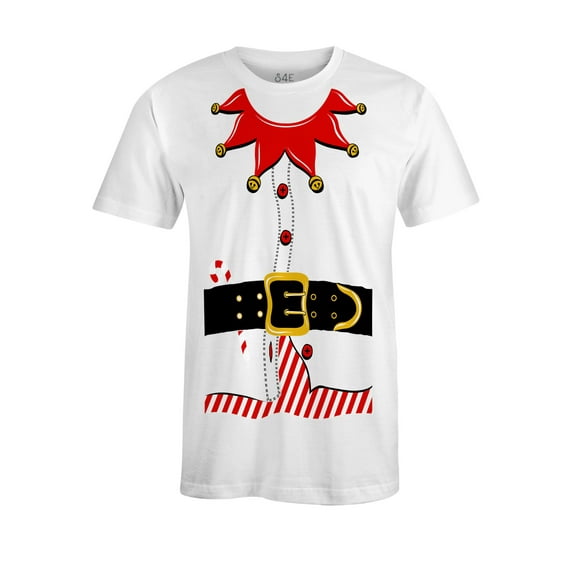 S4E Men's Elf Christmas Holiday Costume T-Shirt Medium White