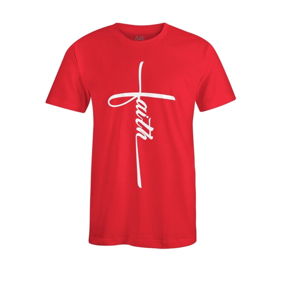 S4E Men's Faith Cross Religious T-Shirt Large Red