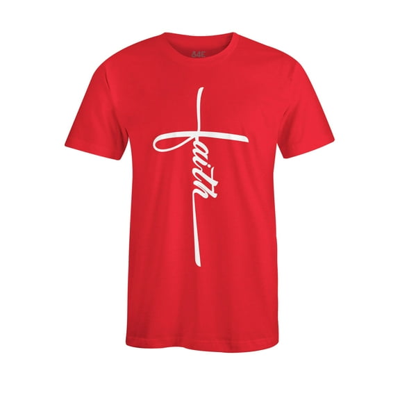 S4E Men's Faith Cross Religious T-Shirt Medium Red