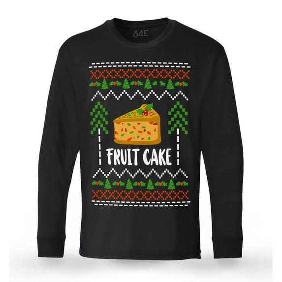 S4E Men's Fruit Cake Christmas Holiday Long Sleeve ShirtLarge Black
