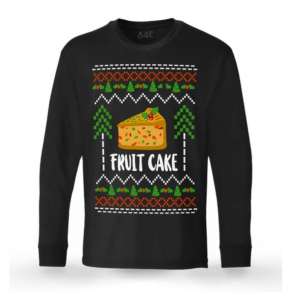 S4E Men's Fruit Cake Christmas Holiday Long Sleeve ShirtXXX-Large Black