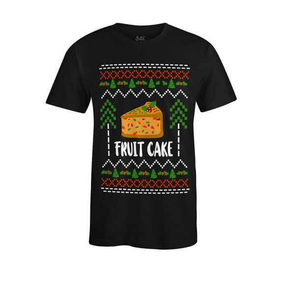 S4E Men's Fruit Cake Christmas Holiday T-Shirt X-Large Black