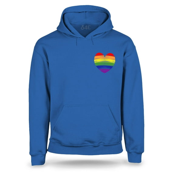 S4E Men's Gay Rainbow Heart LGBTQ Pride Hoodie Sweatshirts Medium Royal Blue