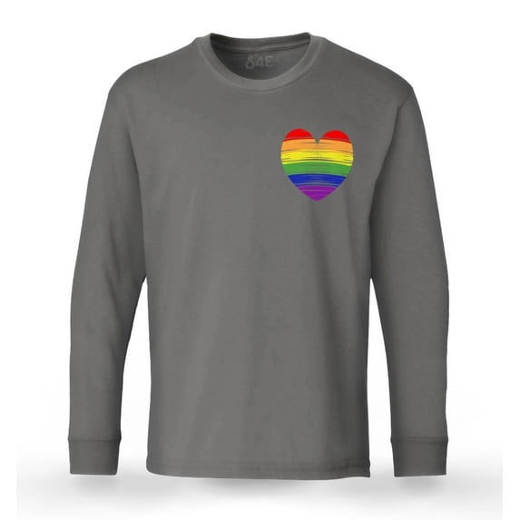 S4E Men's Gay Rainbow Heart LGBTQ Pride Long Sleeve ShirtMedium Charcoal