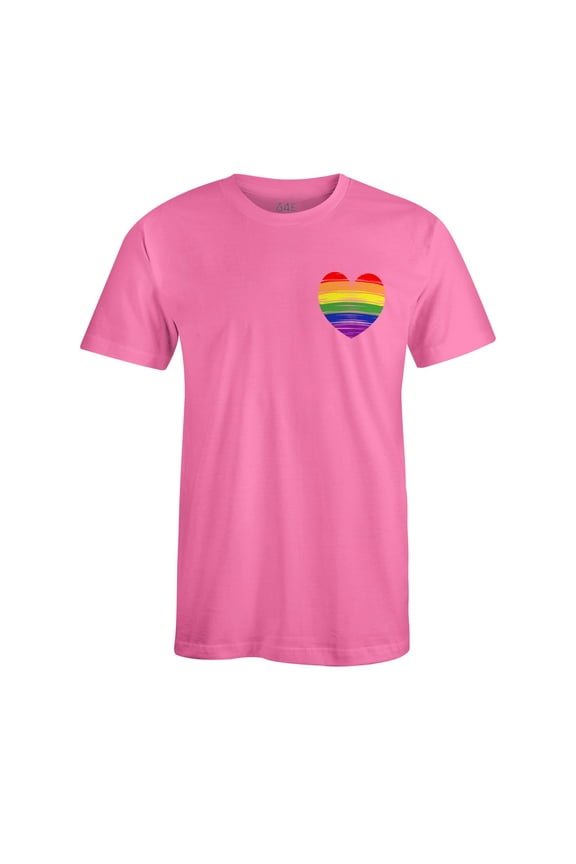 Men's Gay Rainbow Heart LGBTQ Pride T-Shirt Small Azalea Pink
