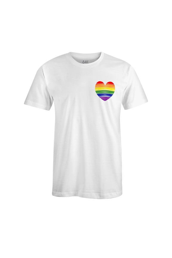 Men's Gay Rainbow Heart LGBTQ Pride T-Shirt Small White