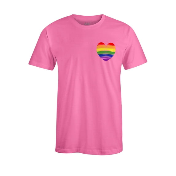 S4E Men's Gay Rainbow Heart LGBTQ Pride T-Shirt XXXX-Large Azalea Pink