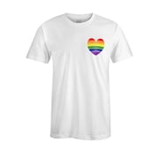 S4E Mens Gay Rainbow Heart LGBTQ Pride T-Shirt X-Large White