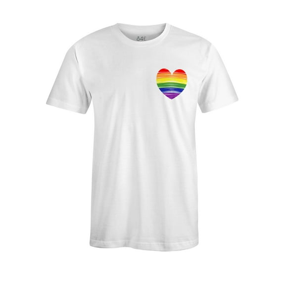 S4E Men's Gay Rainbow Heart LGBTQ Pride T-Shirt XXXX-Large White