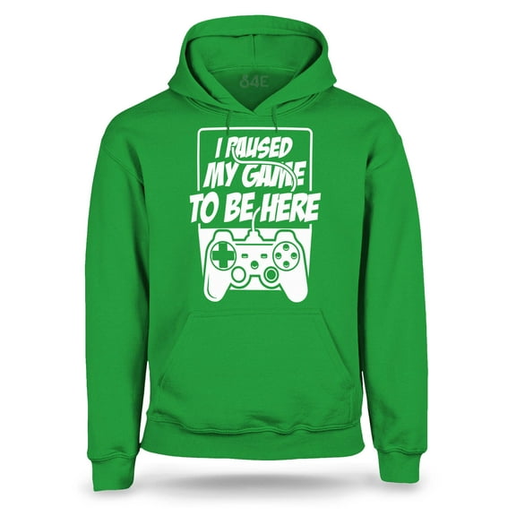 S4E Men's I Paused My Game to Be Here Hoodie Sweatshirts Large Irish Green