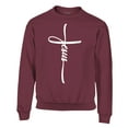 thumbnail image 1 of S4E Men's Jesus Cross Religious Crewneck Sweatshirt Small Maroon, 1 of 4
