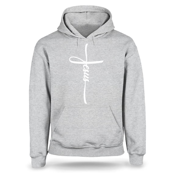 S4E Men's Jesus Cross Religious Hoodie Sweatshirts Large Sports Grey