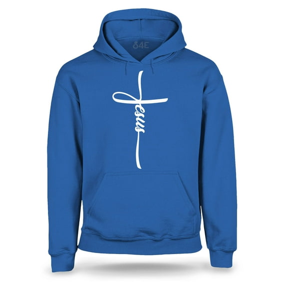 S4E Men's Jesus Cross Religious Hoodie Sweatshirts Small Royal Blue
