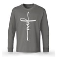 thumbnail image 1 of S4E Men's Jesus Cross Religious Long Sleeve ShirtLarge Charcoal, 1 of 4