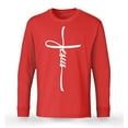 thumbnail image 1 of S4E Men's Jesus Cross Religious Long Sleeve ShirtX-Large Red, 1 of 4