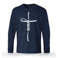 thumbnail image 1 of S4E Men's Jesus Cross Religious Long Sleeve ShirtXX-Large Navy, 1 of 4