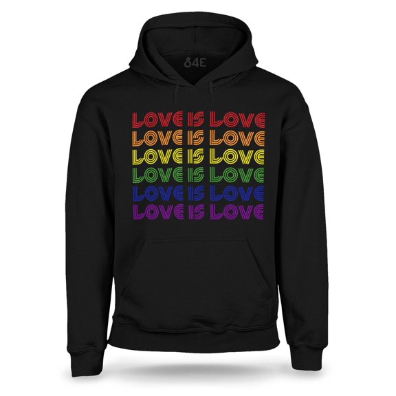 S4E Men's Love is Love Rainbow Gay Pride Hoodie Sweatshirts Medium Black
