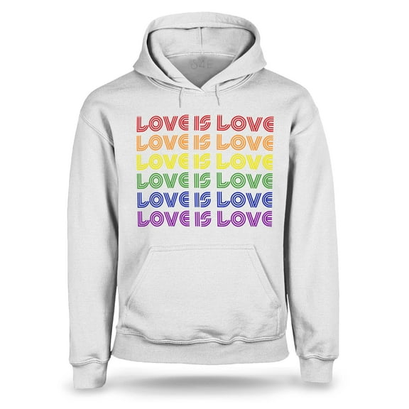 S4E Men's Love is Love Rainbow Gay Pride Hoodie Sweatshirts Small White