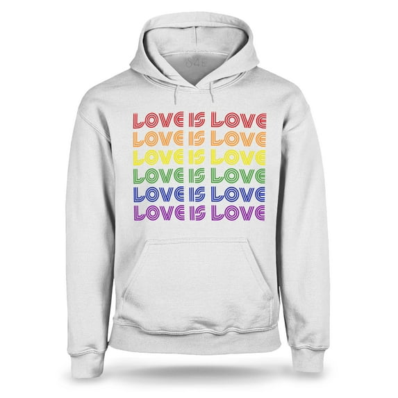 S4E Men's Love is Love Rainbow Gay Pride Hoodie Sweatshirts X-Large White