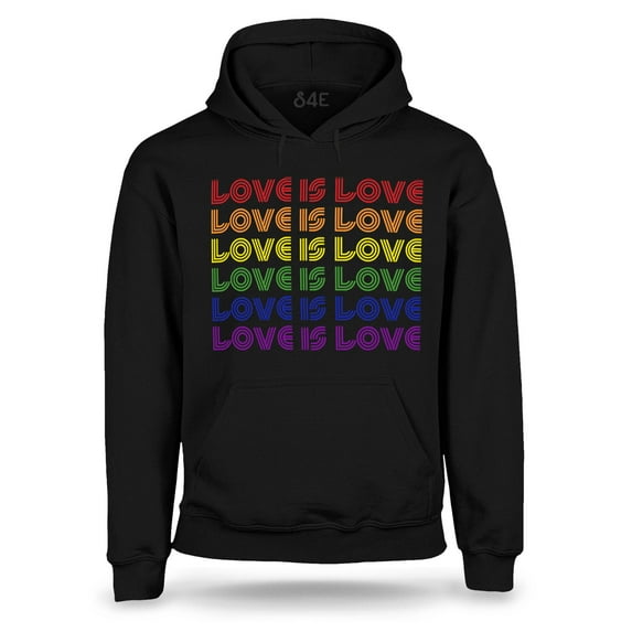 S4E Men's Love is Love Rainbow Gay Pride Hoodie Sweatshirts XX-Large Black