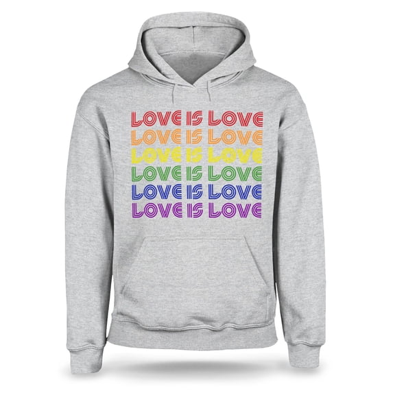 S4E Men's Love is Love Rainbow Gay Pride Hoodie Sweatshirts XXX-Large Sports Grey