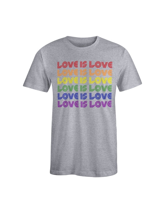 Men's Love is Love Rainbow Gay Pride T-Shirt Medium Sports Grey