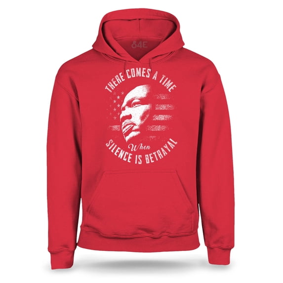 S4E Men's Martin Luther King Jr. Silence is Betrayal Hoodie Sweatshirts Medium Red